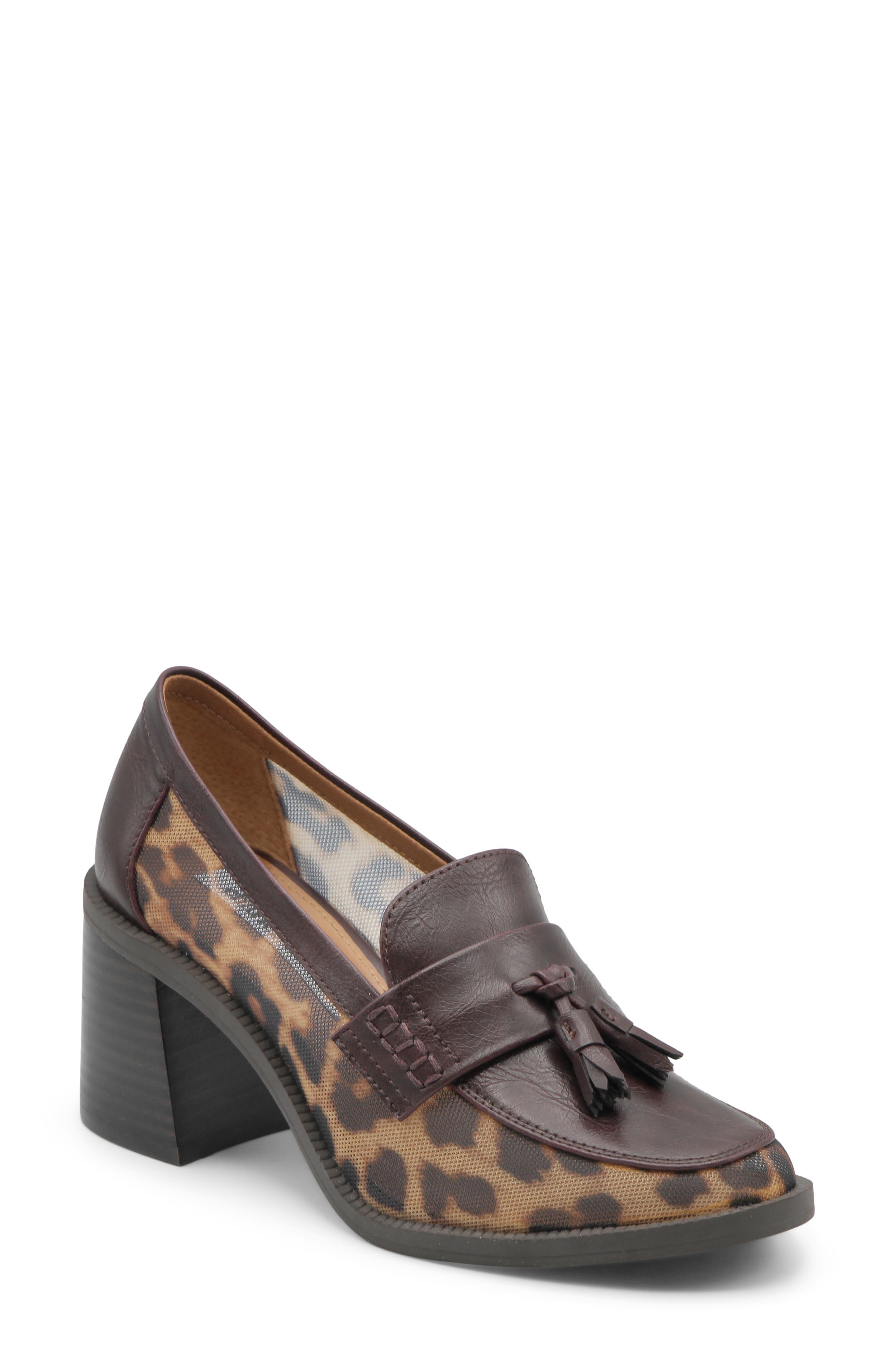 Katie Block Heel Tassel Loafer, Main, color, DARK BROWN