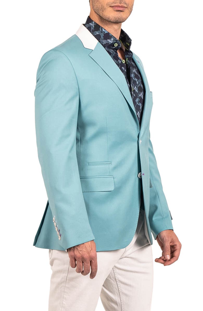 Maceoo Socrate Evo Resistance8 Contrast Trim Virgin Wool Blazer, Alternate, color, Green
