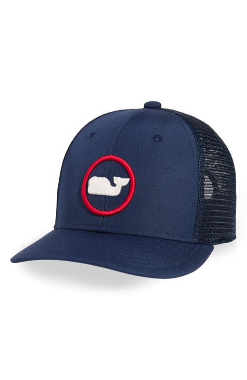 Vineyard Vines Whale Dot Performance Trucker Hat In Blue