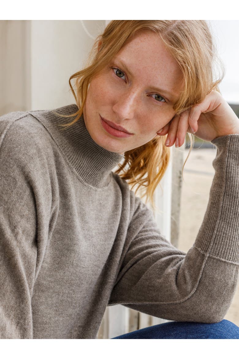 Drape Funnel Neck Sweater, Alternate, color, UNDYED BISCUIT