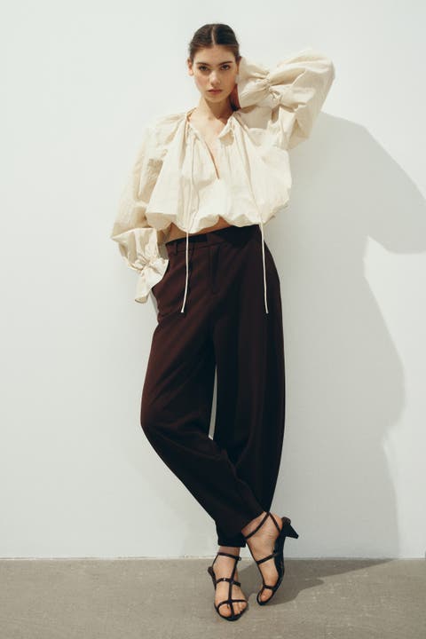 Jersey Barrel-leg Trousers