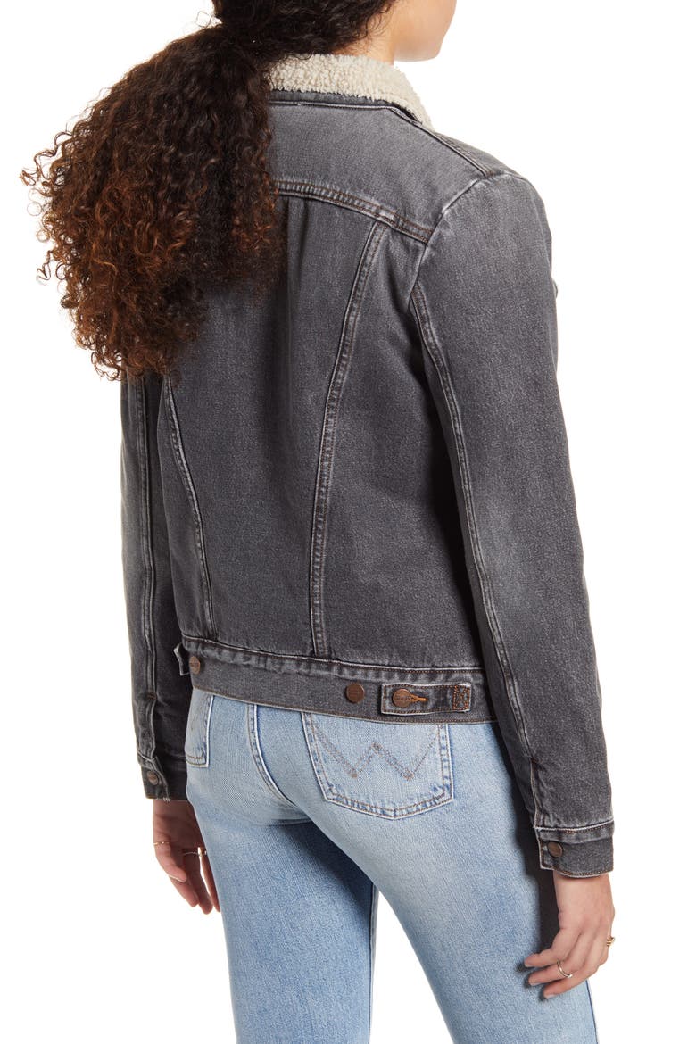 ICONS™ 124WJ Faux Shearling Lined Denim Jacket, Alternate, color, BLACK - 2 YEAR