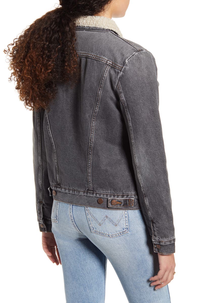 Wrangler ICONS<sup>™</sup> 124WJ Faux Shearling Lined Denim Jacket, Alternate, color,