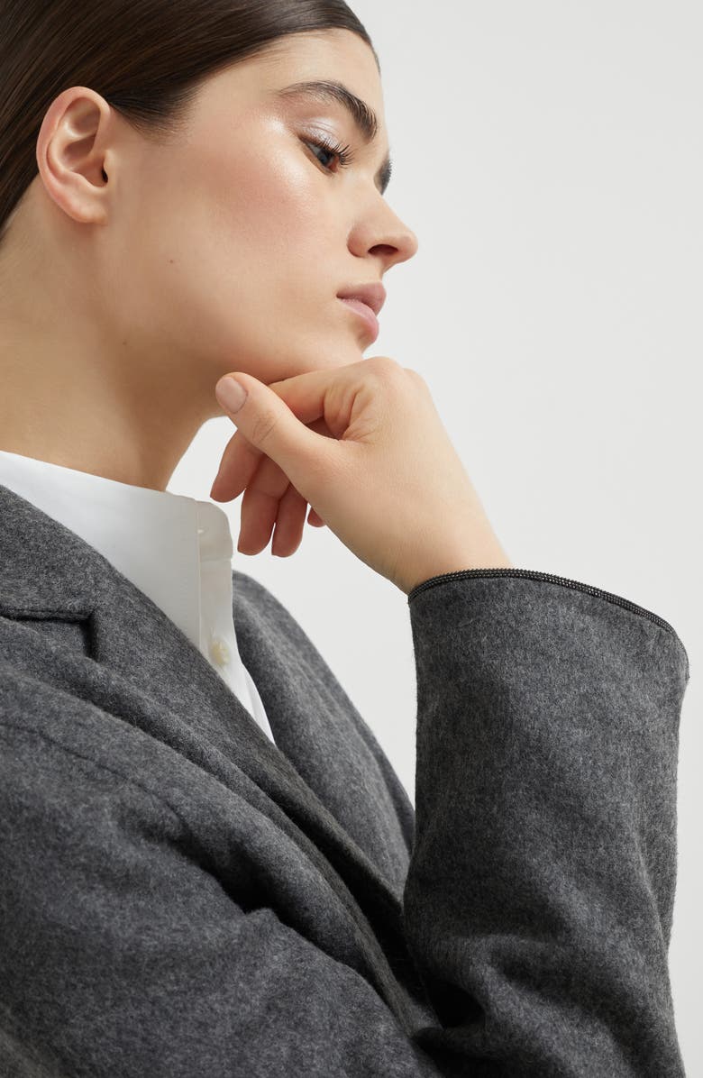 Brunello Cucinelli Hand-crafted cropped blazer, Alternate, color, Lead