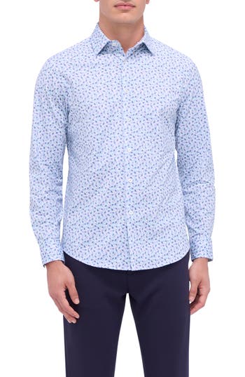 BUGATCHI BUGATCHI JIMMY OOOHCOTTON® ABSTRACT PRINT BUTTON-UP SHIRT