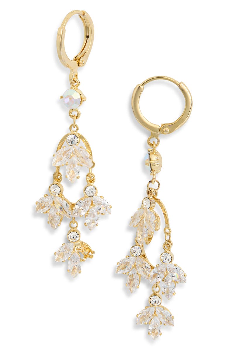 EYE CANDY LOS ANGELES Nadine Cubic Zirconia Flower Drop Earrings, Main, color, Gold