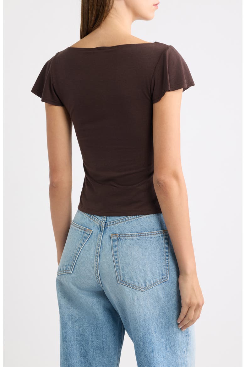Jensen Flutter Sleeve Boat Neck Top, Alternate, color, MOLE