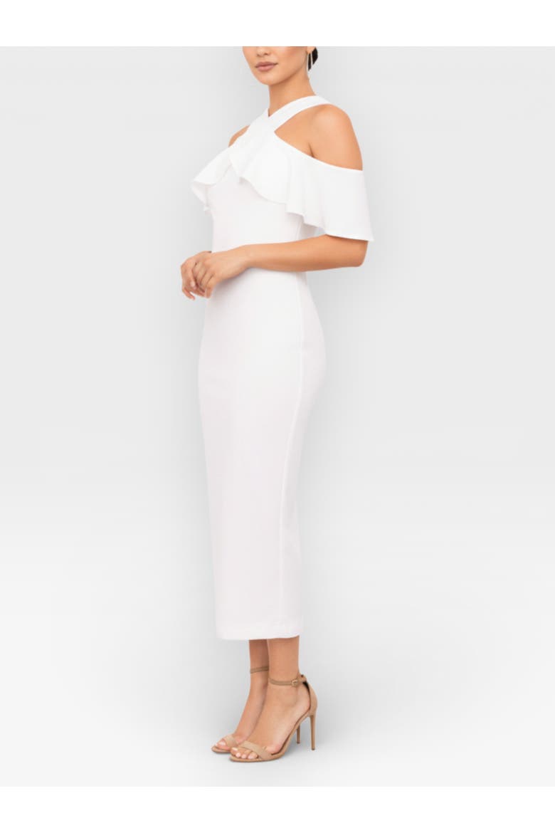Jolie Off the Shoulder Ruffle Midi Dress, Alternate, color, Eggshell