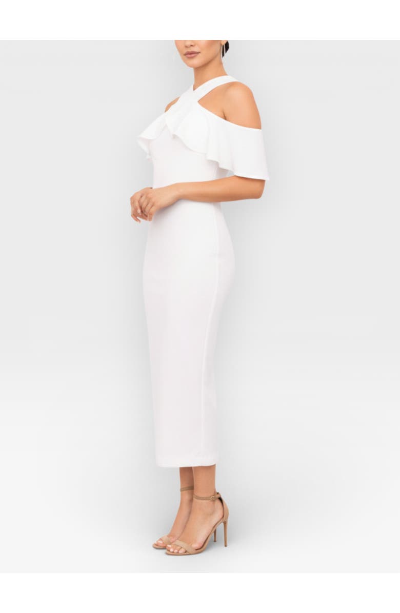 RACHEL Rachel Roy Jolie Off the Shoulder Ruffle Midi Dress, Alternate, color, Eggshell
