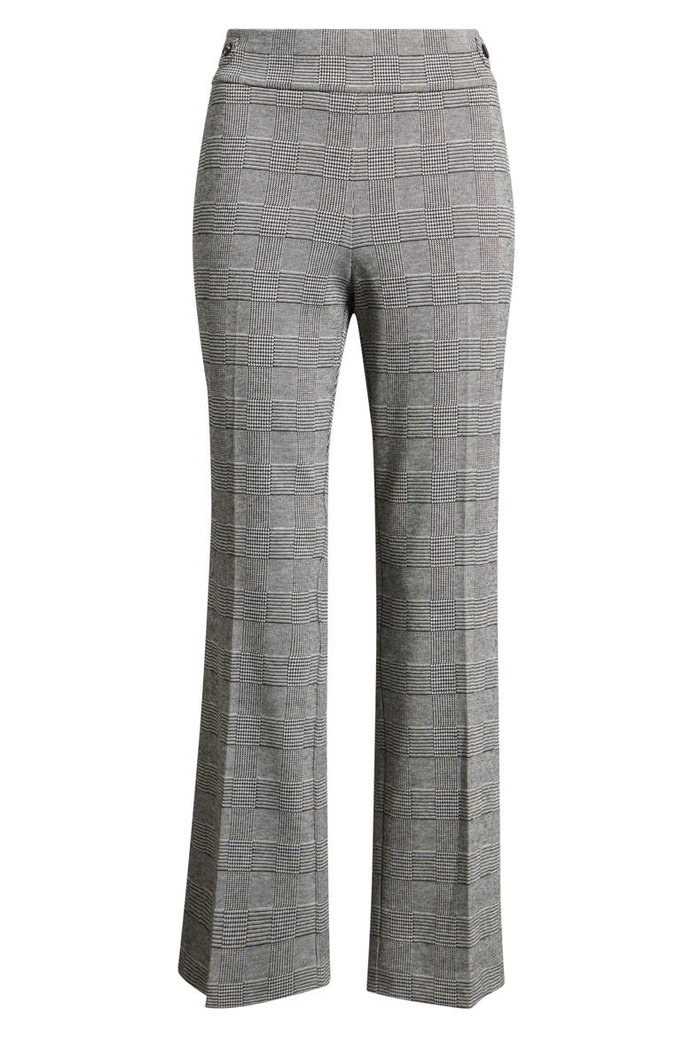 Glen Plaid Pull On Side Tab Wide Leg Trousers, Alternate, color, ANNE BLACK/ WHITE DOVE