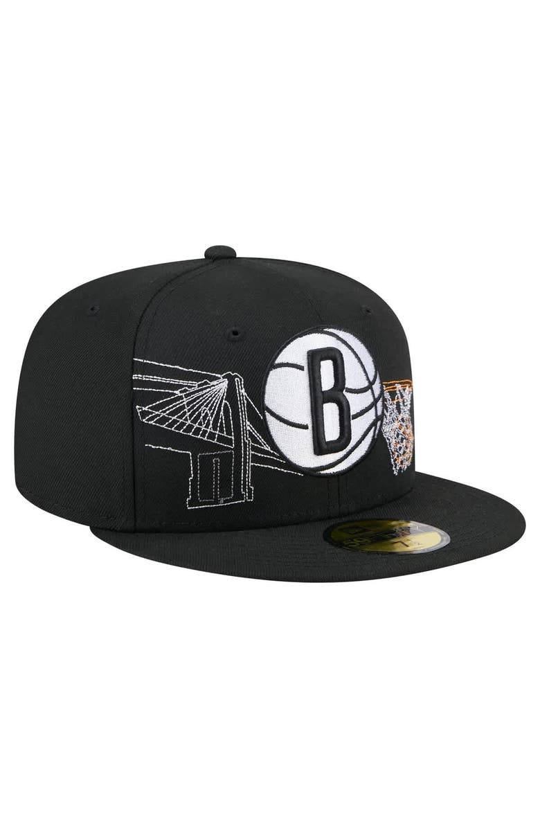 New Era Men's New Era Black Brooklyn Nets State Stitch 59FIFTY Fitted Hat, Alternate, color, 
