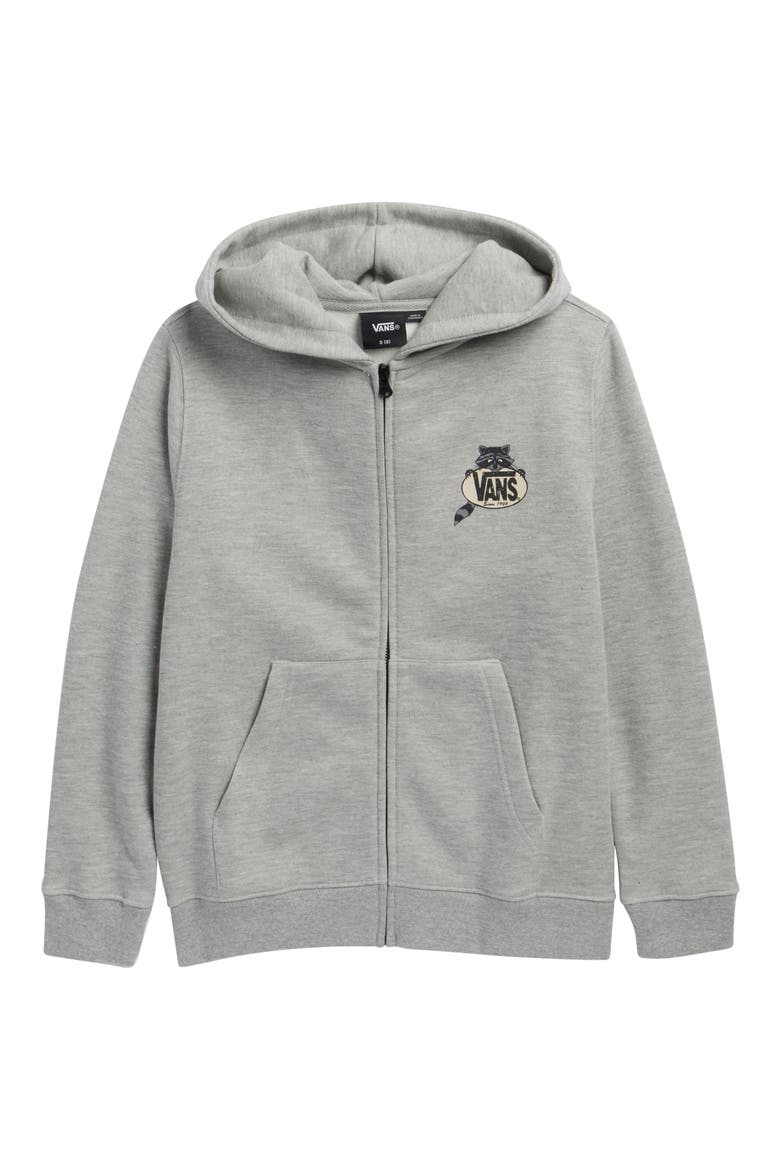 Kids' Dumpster Racoon Zip Hoodie, Main, color, CEMENT HEATHER