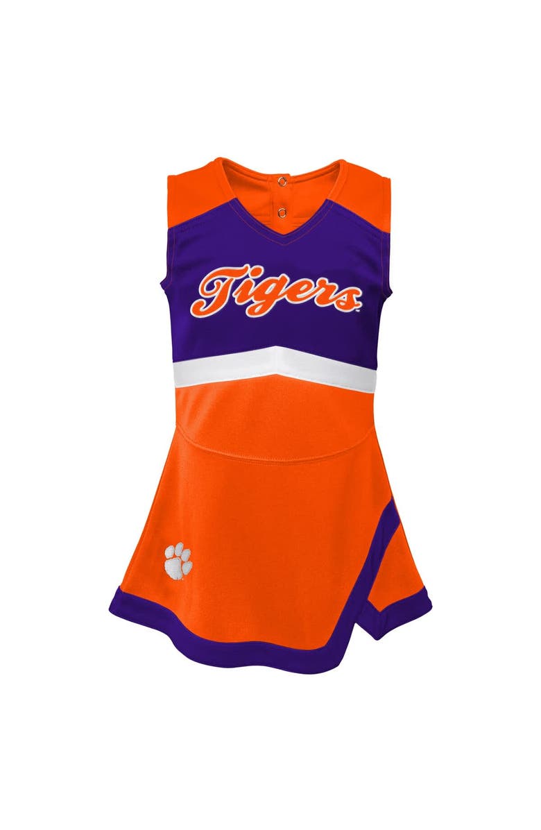 Outerstuff Girls Preschool Orange Clemson Tigers Two-Piece Cheer Captain Jumper Dress & Bloomers Set, Alternate, color, Orange