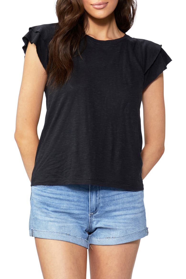 Linnea Ruffle Sleeve T-Shirt, Main, color, FADED BLACK
