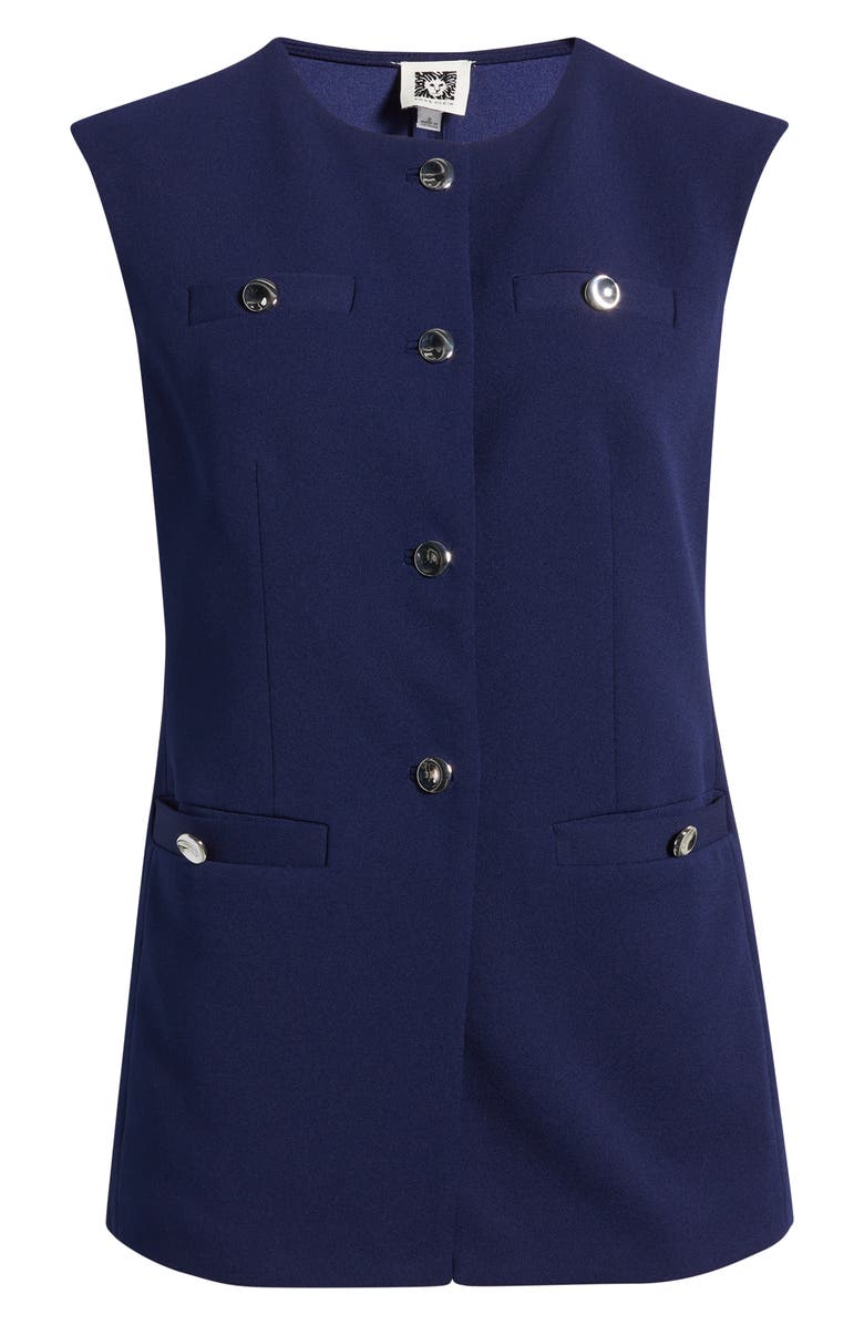 Anne Klein Button-Up Four-Pocket Vest, Alternate, color, Distant Mountain