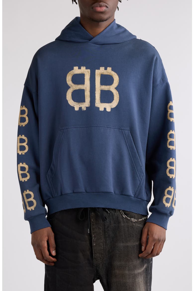 Crypto Monogram Cotton Graphic Hoodie, Main, color, 4108 WASHED BLUE