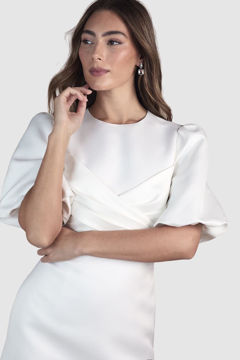 Wrap Front Short Sleeve Mini Dress, Alternate, color, Ivory