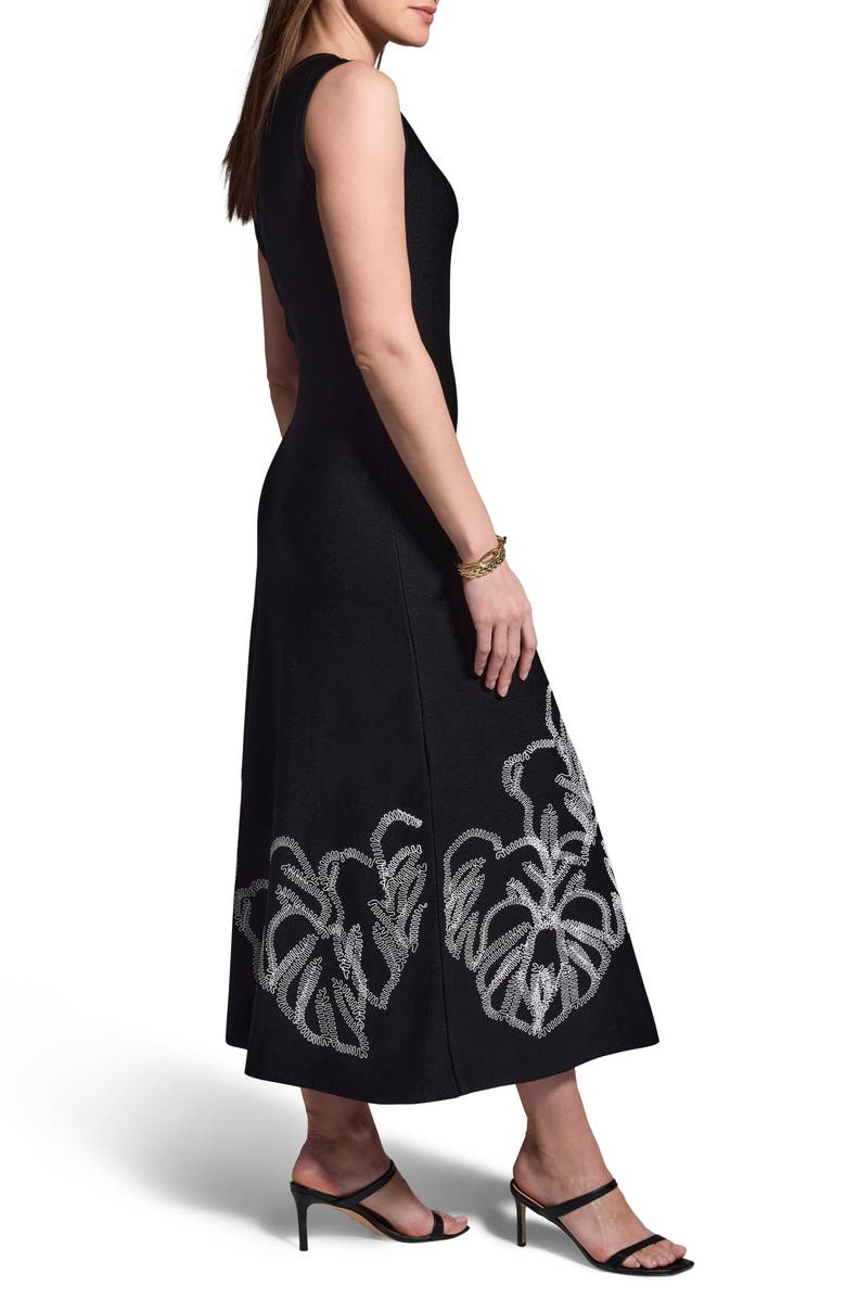 NIC+ZOE Embroidered Hem Crepe Midi Dress, Alternate, color, 