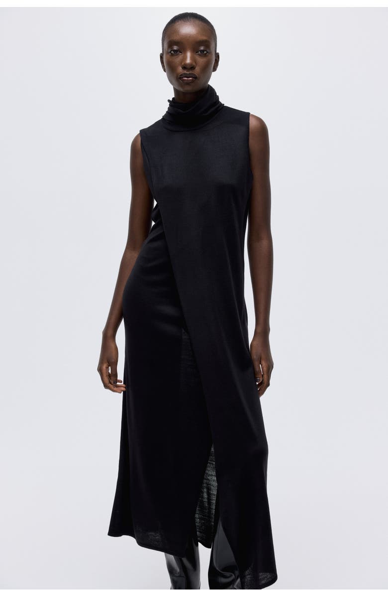 H&M Scarf-collar Dress, Alternate, color, Black