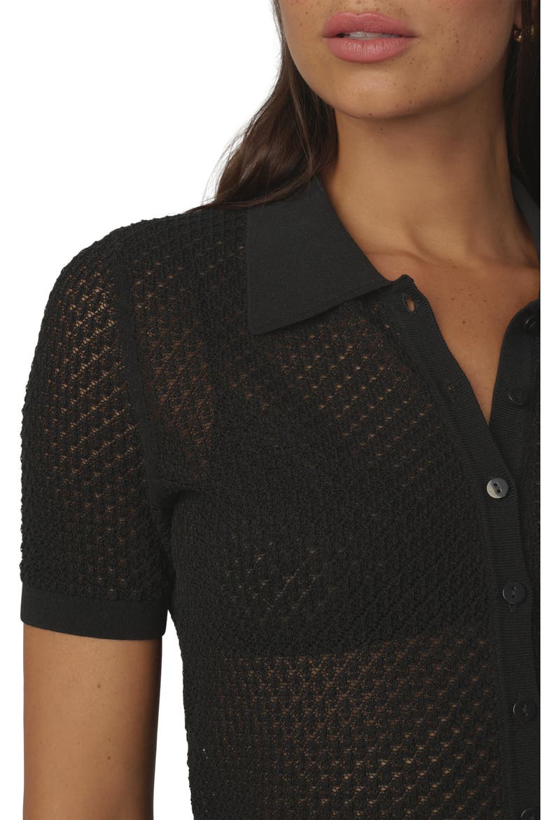 The Davey Open Stitch Short Sleeve Cardigan, Alternate, color, BLACK
