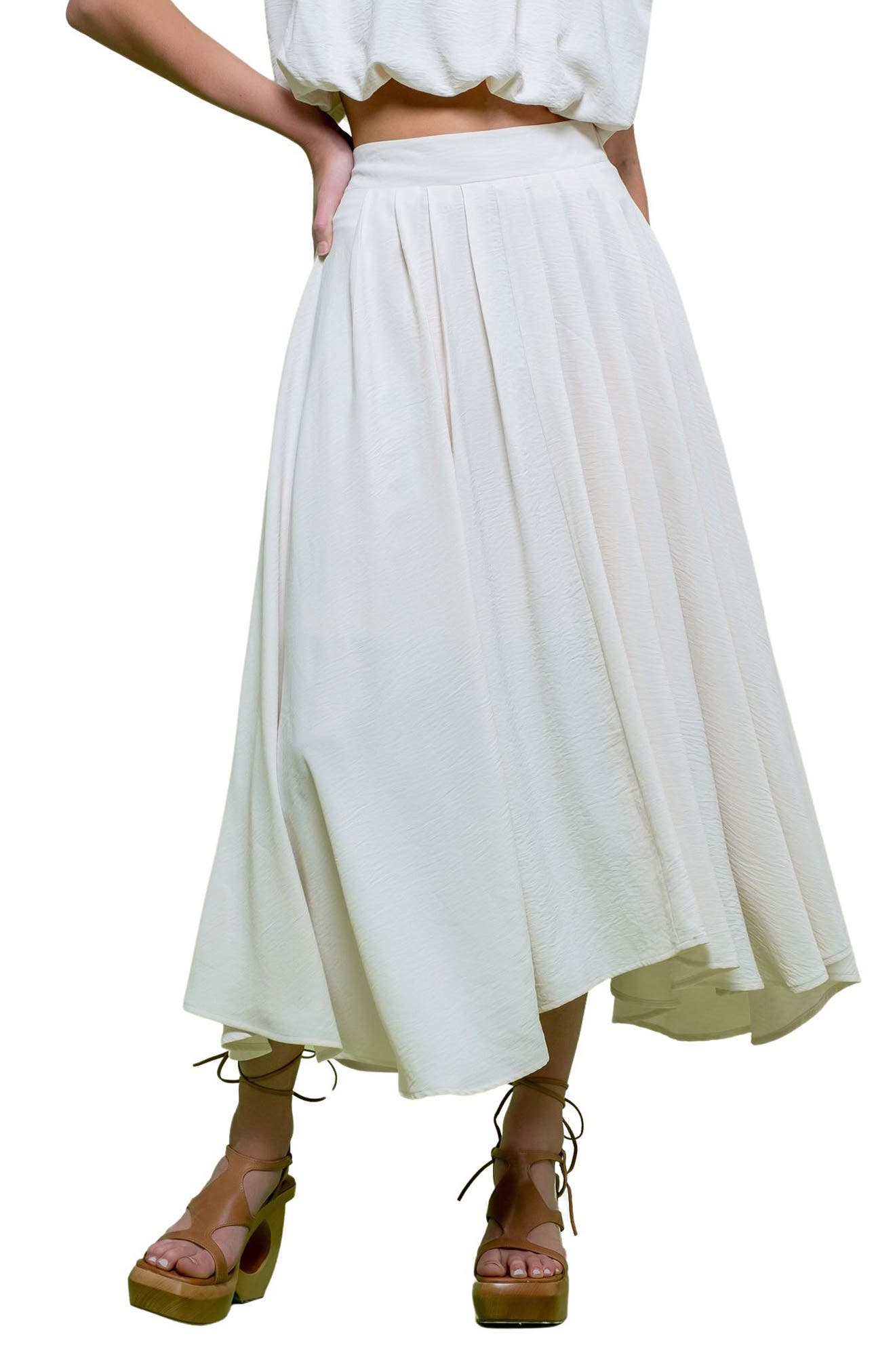 mid length pleated skirts junior