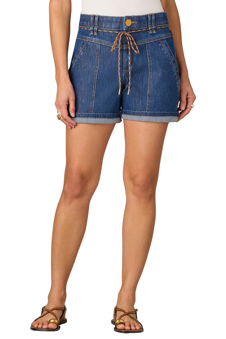 Denim Drawstring Shorts, Main, color, MID BLUE