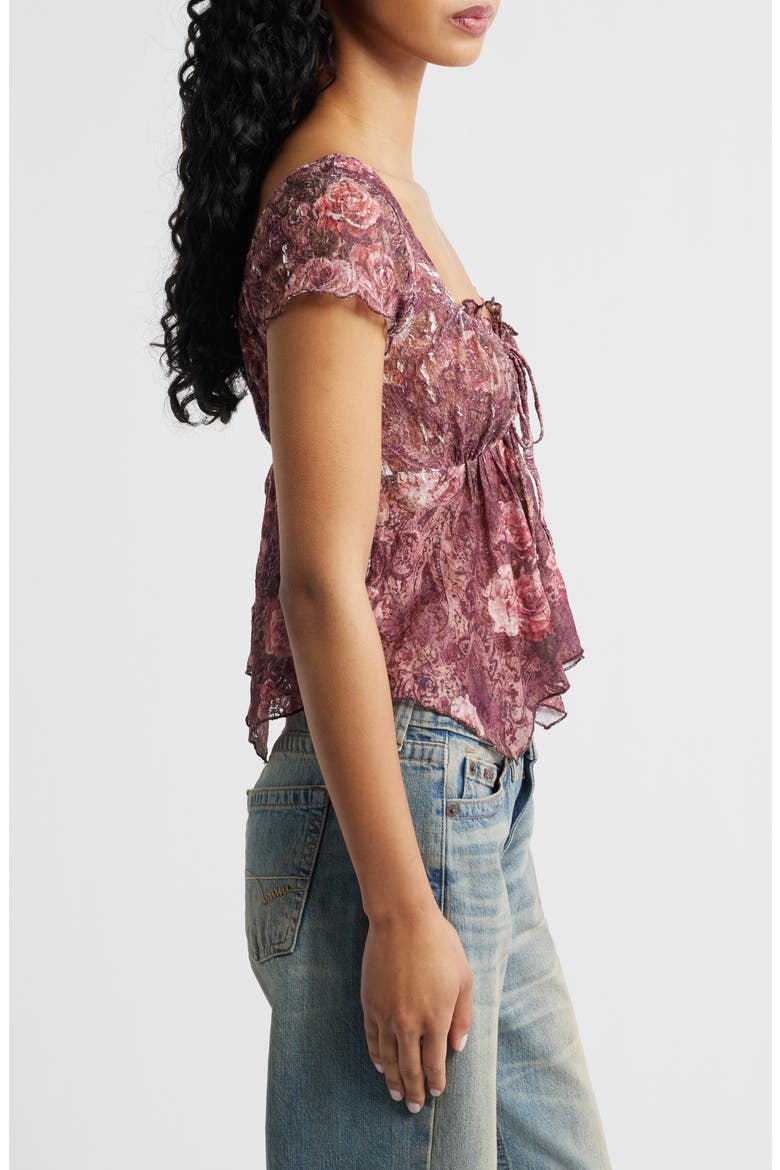 Piper Asymmetric Sheer Lace Top, Alternate, color, PAISLEY