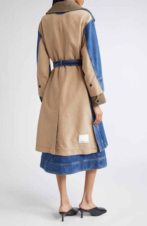 3.1 Phillip Lim Mixed Media Trench Coat In Blue