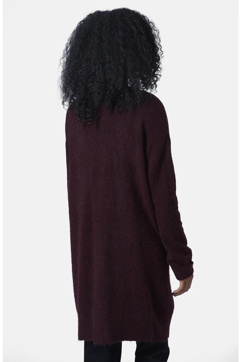 Slouchy Long Cardigan, Alternate, color, BERRY RED