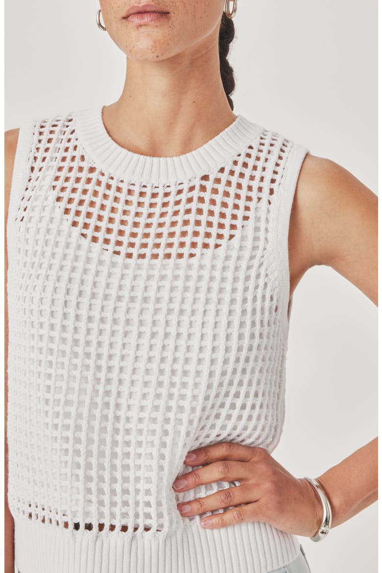 Camellia Open Knit Sleeveless Sweater, Alternate, color, WHITE