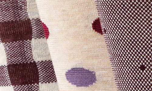 Lorenzo Uomo Mixed Pattern 3-pack Assorted Crew Socks In Taupe