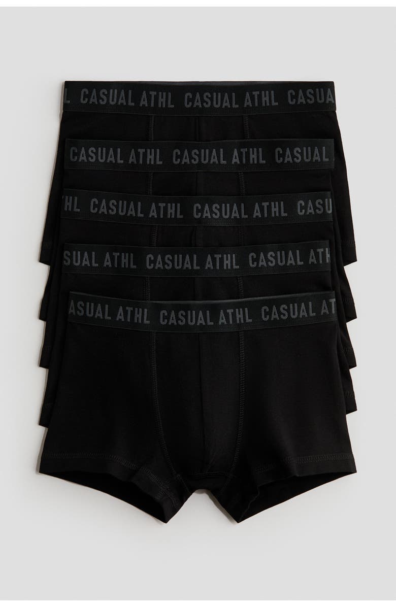H&M 5-pack Cotton Trunks, Main, color, Black/Casual Athl