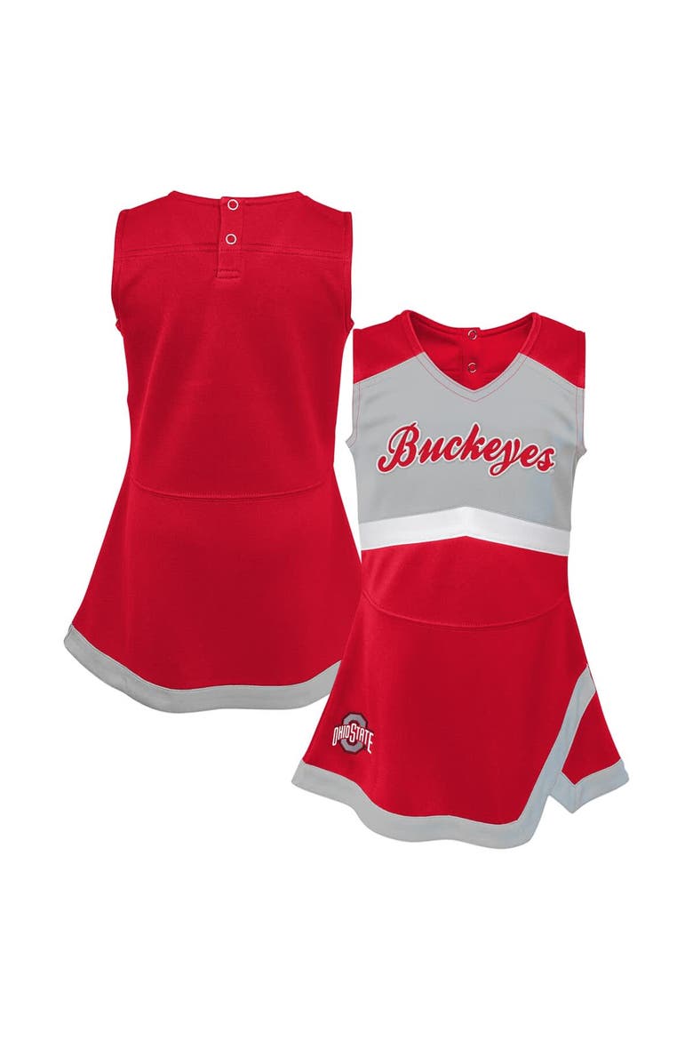 Girls Youth Scarlet Ohio State Buckeyes Cheer Captain Jumper Dress, Main, color, Scarlet