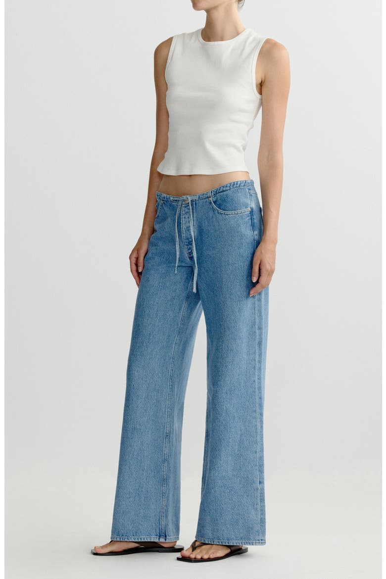 Sienna Drawstring Low Rise Relaxed Wide Leg Jeans, Alternate, color, RIVER AURA