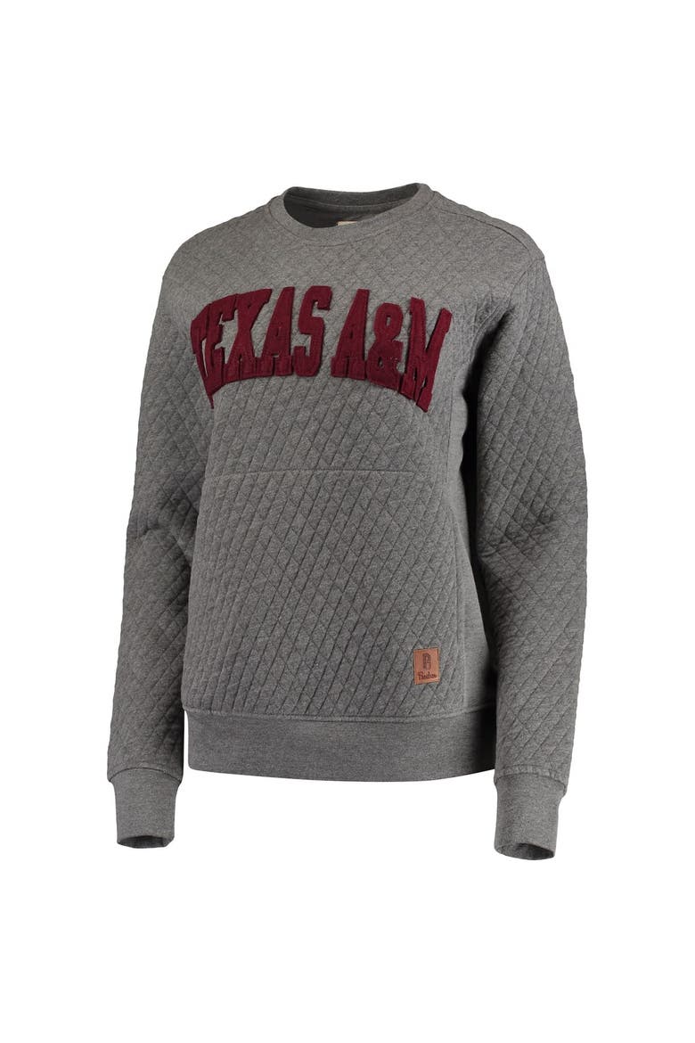 Women's Pressbox Heather Charcoal Texas A&M Aggies Moose Quilted Pullover Sweatshirt, Alternate, color, Heather Gray