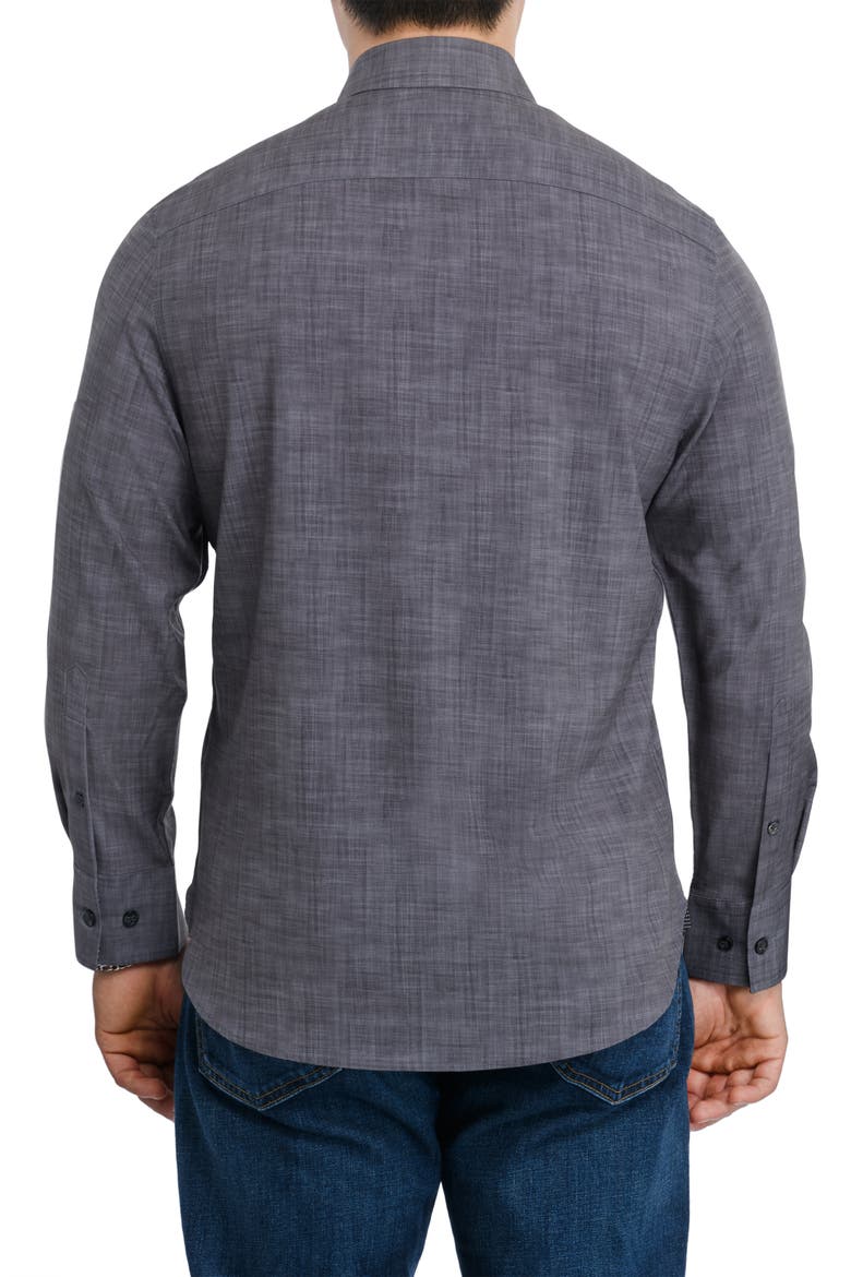 Slim Fit Stretch Chambray Button-Up Shirt, Alternate, color, CHARCOAL