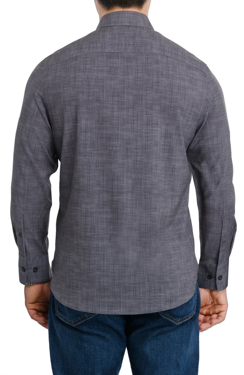 CONSTRUCT Slim Fit Stretch Chambray Button-Up Shirt, Alternate, color, Charcoal
