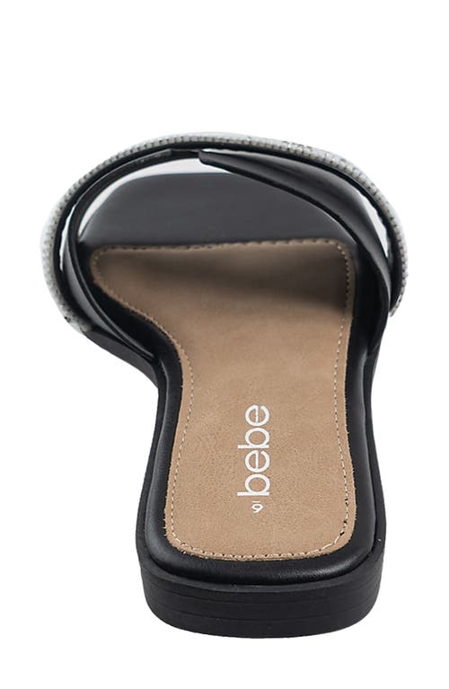 Bebe Rhinestone Slide Sandal In Black/white