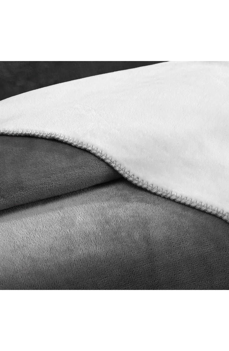 Calvin Klein Home Modern Reversible Solid Plush Blanket, Alternate, color, Medium Grey