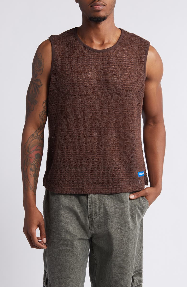 JUNGLES Loose Knit Vest, Main, color, Brown