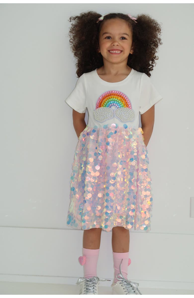 Lola + The Boys Paillette Rainbow Magic Dress, Alternate, color,