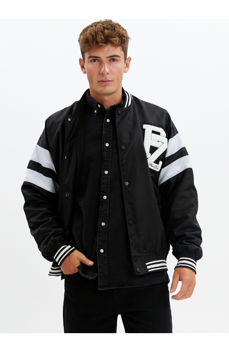 Point Zero UNISEX LIMITED EDITION VARSITY JACKET, Main, color, Black