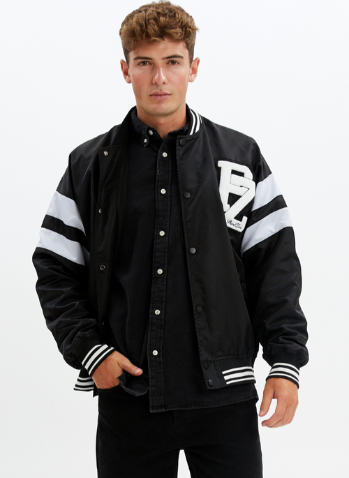 Point Zero Unisex Limited Edition Varsity Jacket In Black