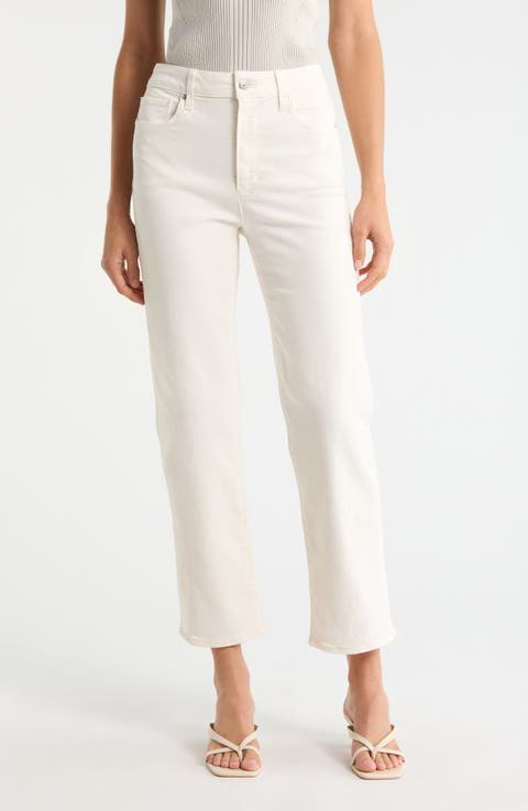 Stevie High Waist Ankle Straight Leg Jeans (Cream Cloud)