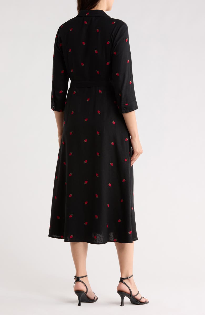 Ellen Tracy Tie Waist Shirtdress, Alternate, color, Black/ Red