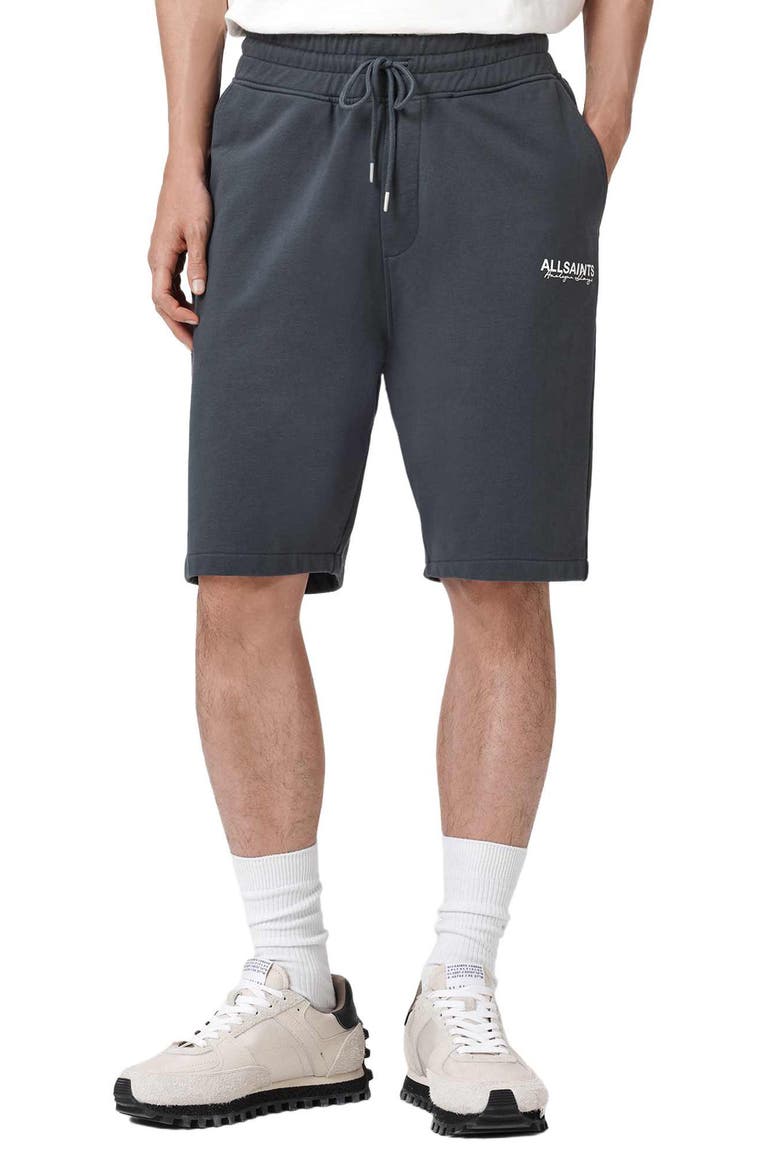 Emblem Relaxed Fit Cotton Sweat Shorts, Main, color, WASHED BLACK