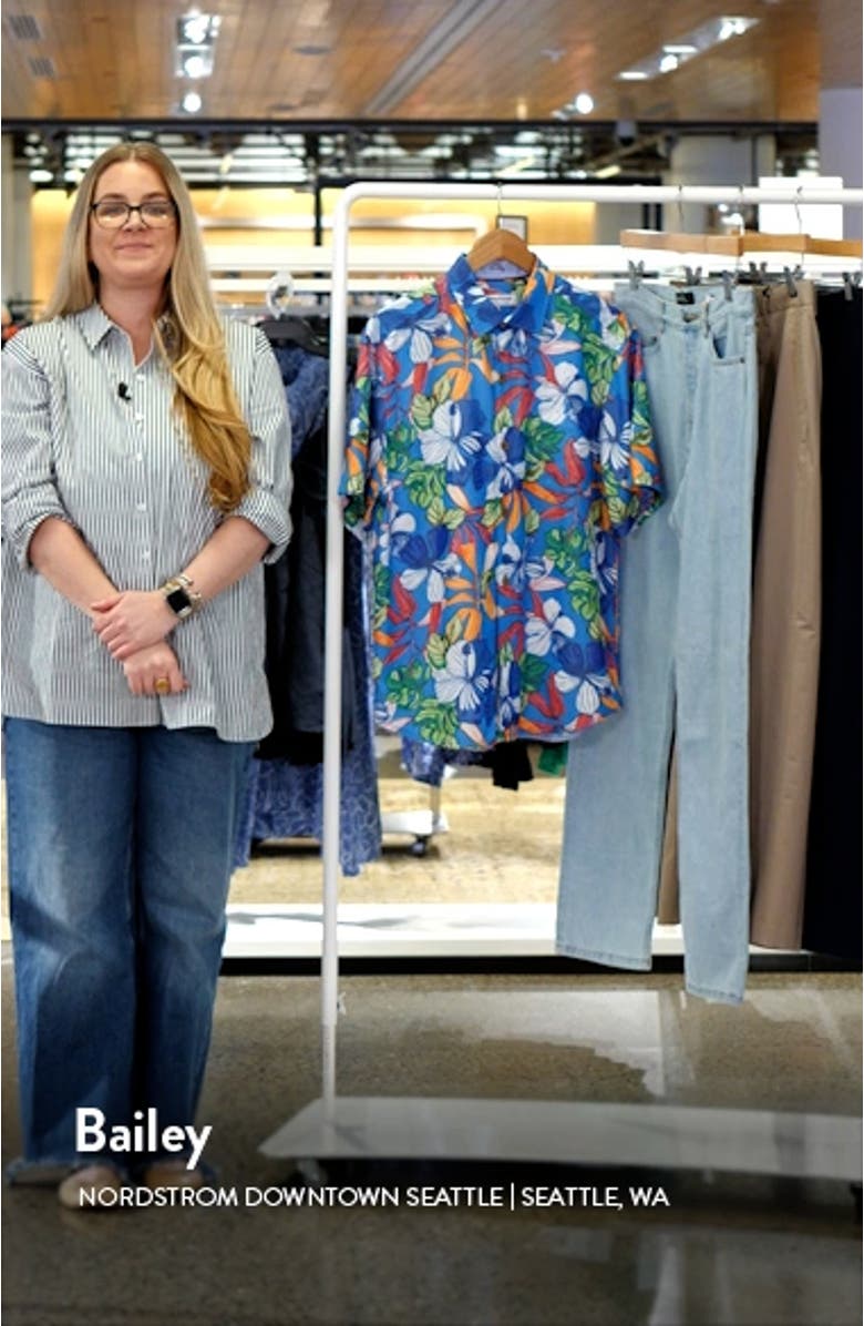 Coconut Point Luau Floral Sleeve Button-Up Shirt, sales video thumbnail