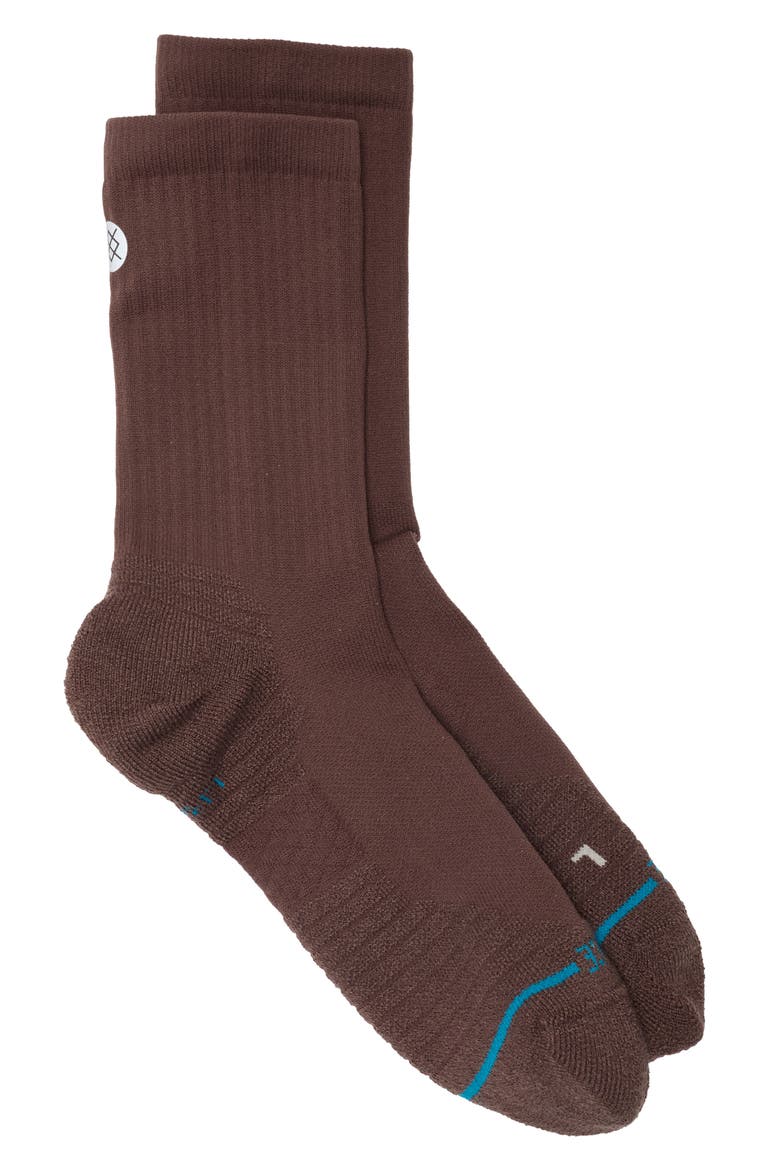 Icon Crew Socks, Main, color, BROWN