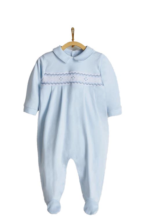 Babycottons Smock Pima Footed Playsuit In Blue
