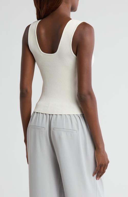 Vince Sweetheart Neck Ribbed Crop Tank In Off White